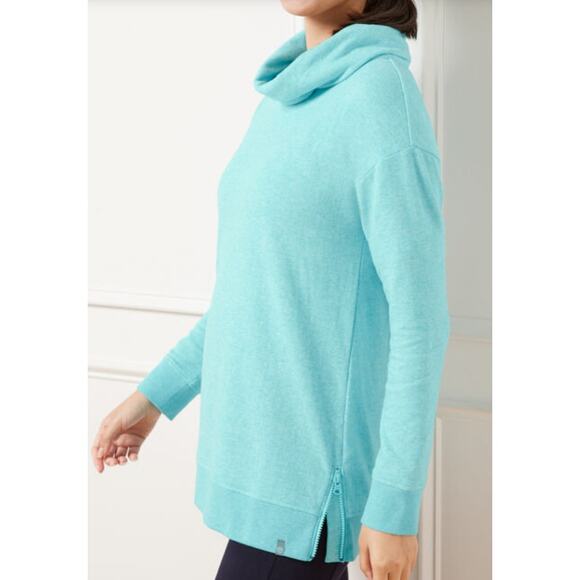 Featherweight Fleece Cowl-Neck Pullover Sea-Moss Color Size Large - Picture 5 of 6